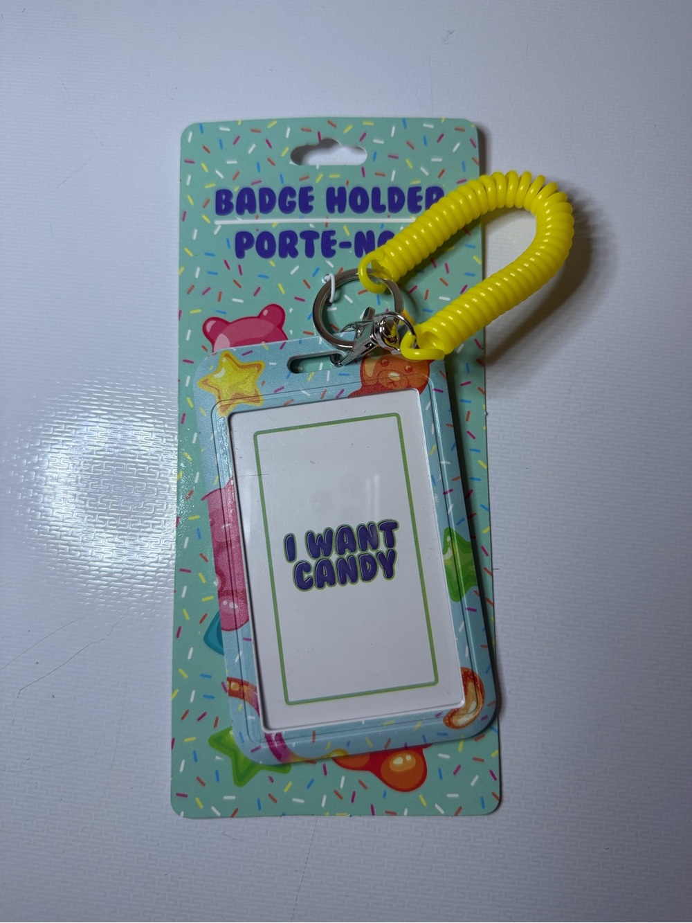 I Want Candy Yellow Coiled Key & Card Holder